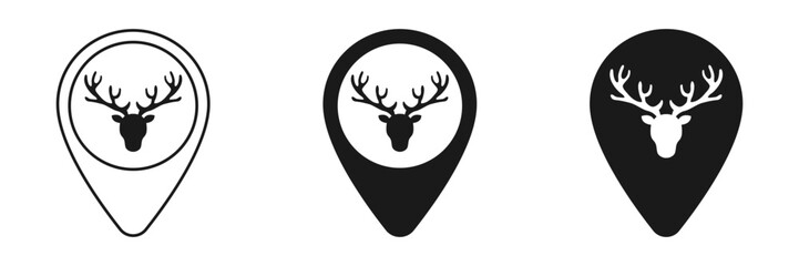 Set of deer pin icons. Illustration