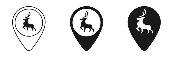 Set of deer pin icons. Illustration - obrazy, fototapety, plakaty