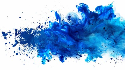 Blue ink splashes, abstract background - obrazy, fototapety, plakaty