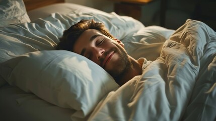 a man Happy to Sleep