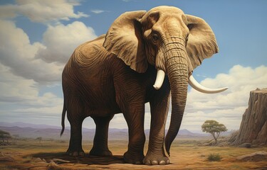 beautiful massive elephant in the african wild