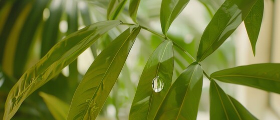 Green Plant With Water Drops