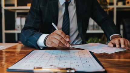 Businessman checking appointments in the calendar at the office