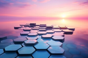 A dreamscape of pastel-colored morphing honeycomb hexagons