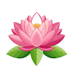 Lotus flower symbol pink water lilly on white