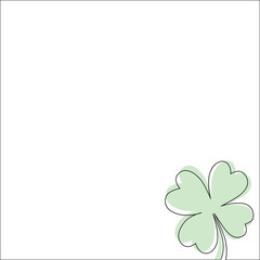 Clover flower frame for Saint Patrick day - good lucky symbol, single line. Minimalism illustration...