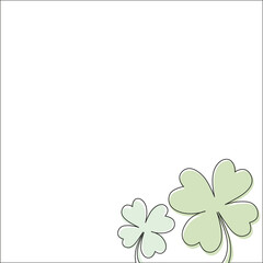 Clover flower frame for Saint Patrick day - good lucky symbol, single line. Minimalism illustration for design template social media. 
