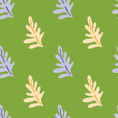 Fototapeta na wymiar Lush green leaves and exotic plants in a seamless pattern.