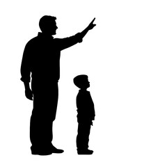 silhouette of father and son