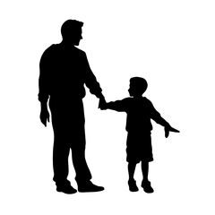 silhouette of father and son