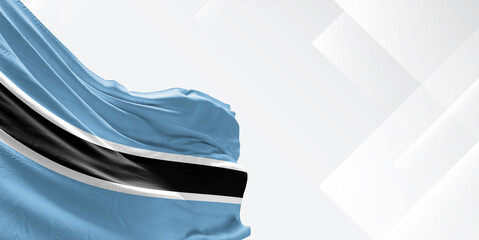 Botswana national flag cloth fabric waving on white beautiful Background.