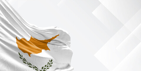 Cyprus national flag cloth fabric waving on white beautiful Background.