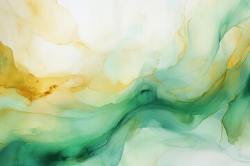 Fluid watercolor movements of rich green and gold pastel shades. Quiet luxury.