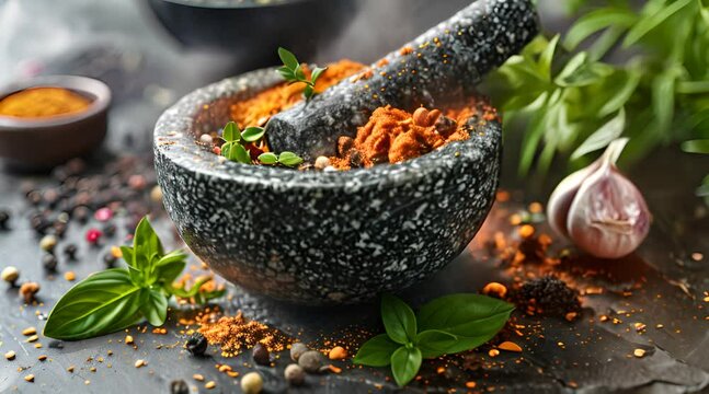 Herbal Preparation with Mortar and Pestle