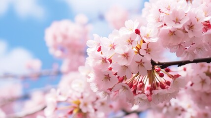 Stunning bouquet of delicate, pink cherry blossoms, blooming gracefully and adorning the surroundings with their captivating beauty and ephemeral charm.