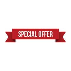 Red Special Offer Ribbon Vector Design Template