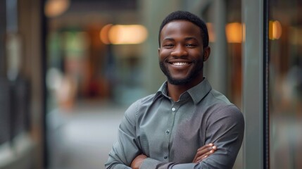 Handsome unshaven young dark-skinned male laughing out loud at funny meme he found on internet, smiling broadly, showing his white straight teeth. Positive human facial expressions and emotions