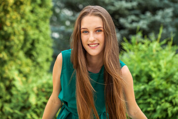 Naklejka premium Portrait of a young beautiful girl