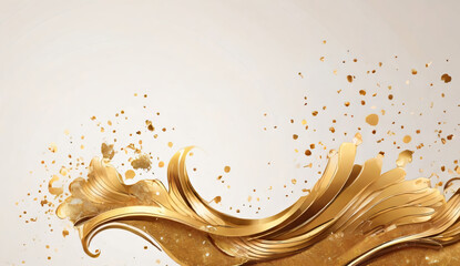Luxury elegant white background with abstract gold sparkling waves.