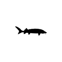 Beluga Sturgeon or Huso Fish Silhouette, Flat Style, Fish Which Produce Premium and Expensive Caviar, For Logo Type, Art Illustration, Pictogram, Apps, Website or Graphic Design Element. Vector 