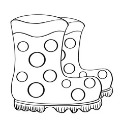 hand drawn vector illustration rubber boots, rain boots, rain boots, waterproof boots, rubber boots