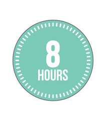 8 Hours round watch. Timer and hour marker, remaining time digital object