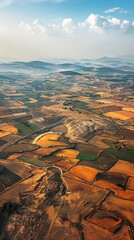 Aerial view of vast swaths of land cleared for agriculture Closeup