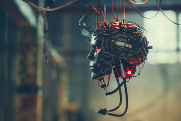 Fototapeta na wymiar cybernetic futures: the interconnectivity of human and machine