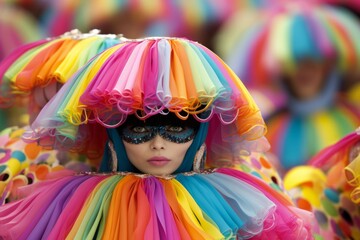 Colorful carnival costume with vibrant hues and intricate design - obrazy, fototapety, plakaty