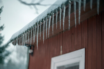 icicles hanging on the rooftop