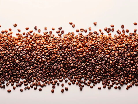 A pile of coffee beans with a brownish color. The beans are scattered all over the image, creating a sense of depth and texture. The image conveys a feeling of warmth and comfort