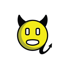 Devil Emoticon icon with surprised face design, Angry devil emoji isolated on white background