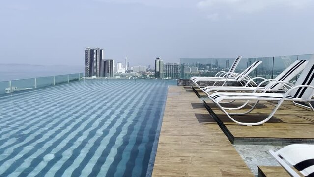 View from beautiful luxury rooftop pool