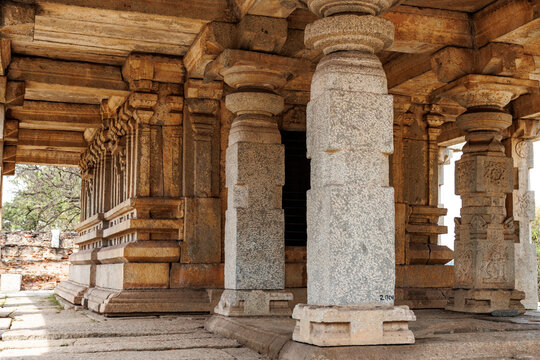 Interior  of the Varaha temple in Hampi, Karnataka, India, Asia