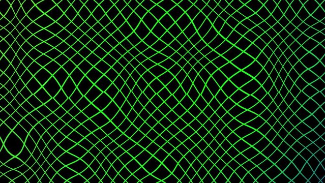 Abstract green grid lines animated on a black background.