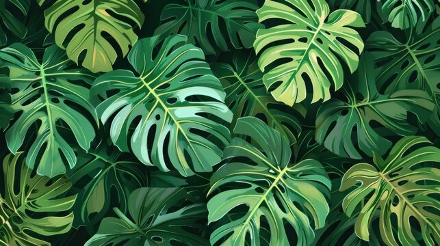 Fresh green Monstera Plants leaf nature tropical. AI generated image