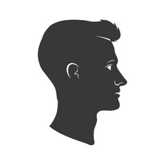 Silhouette men head thick black color only 