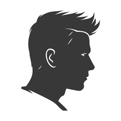 Silhouette men head thick black color only 