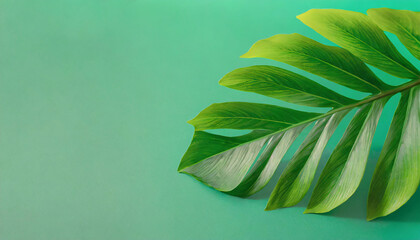 Obraz premium Product presentation stage tropical plant leaves. Tropical plant branches. Plant twigs. Website banner, sustainability, environment. Copy space for text. Plant background.
