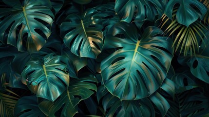 Fresh green Monstera Plants leaf nature tropical. AI generated image