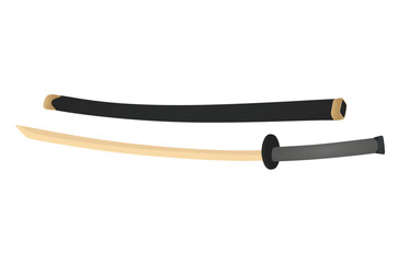 Japanese katana sword. vector illustration
