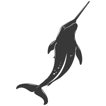 recommend clip art: Silhouette narwhal animal black color only full body