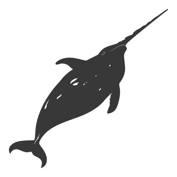 recommend clip art: Silhouette narwhal animal black color only full body