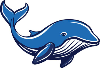 Obraz premium Blue whale vector art isolated on white background. Whale animal icon. Ocean aquatic mammal. Sea Animal blue whale floating Underwater.