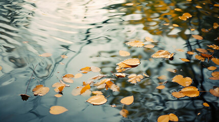 Autumn Leaves on Serene Water