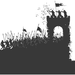 Fototapeta premium silhouette of a ancient war situation black color only