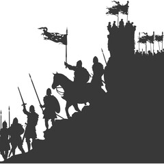 Fototapeta na wymiar silhouette of a ancient war situation black color only