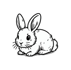Cartoon monochrome rabbit or bunny iloslated vector illustation