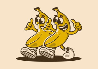 Mascot character illustration of walking banana