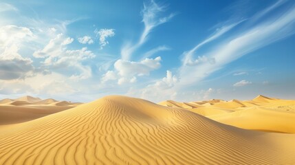 Fototapeta na wymiar Beautiful desert sand at midday view. AI generated image
